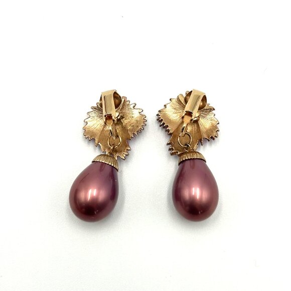 VTG Grape Cluster Brooch & Clip-On Earrings SET I Purple & Gold Enamel Granny - Picture 7 of 9